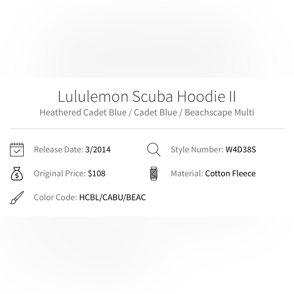 Lululemon Scuba Hoodie, Heathered Cadet Blue, Beachscape - Size 10 - Picture 6 of 6